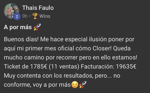 Captura de venta real de un closer
