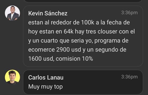 Captura de venta real de un closer