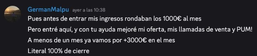 Captura de venta real de un closer