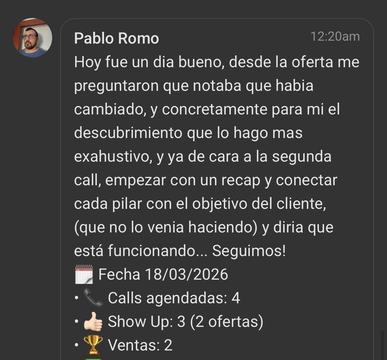 Captura de venta real de un closer