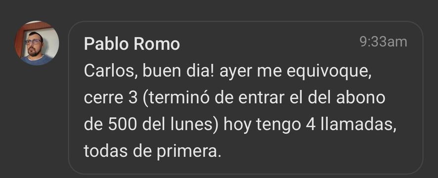 Captura de venta real de un closer