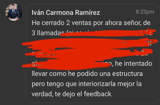 Captura de venta real de un closer