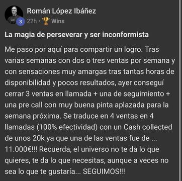 Captura de venta real de un closer
