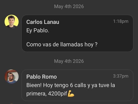 Captura de venta real de un closer
