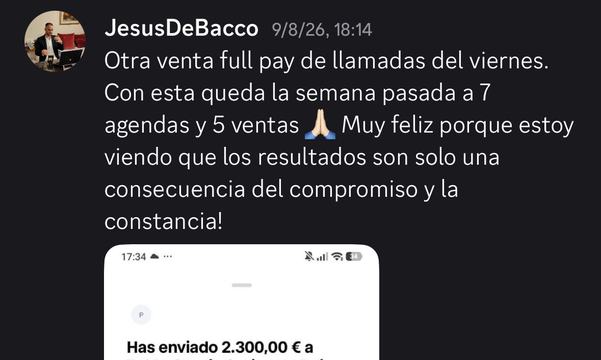 Captura de venta real de un closer